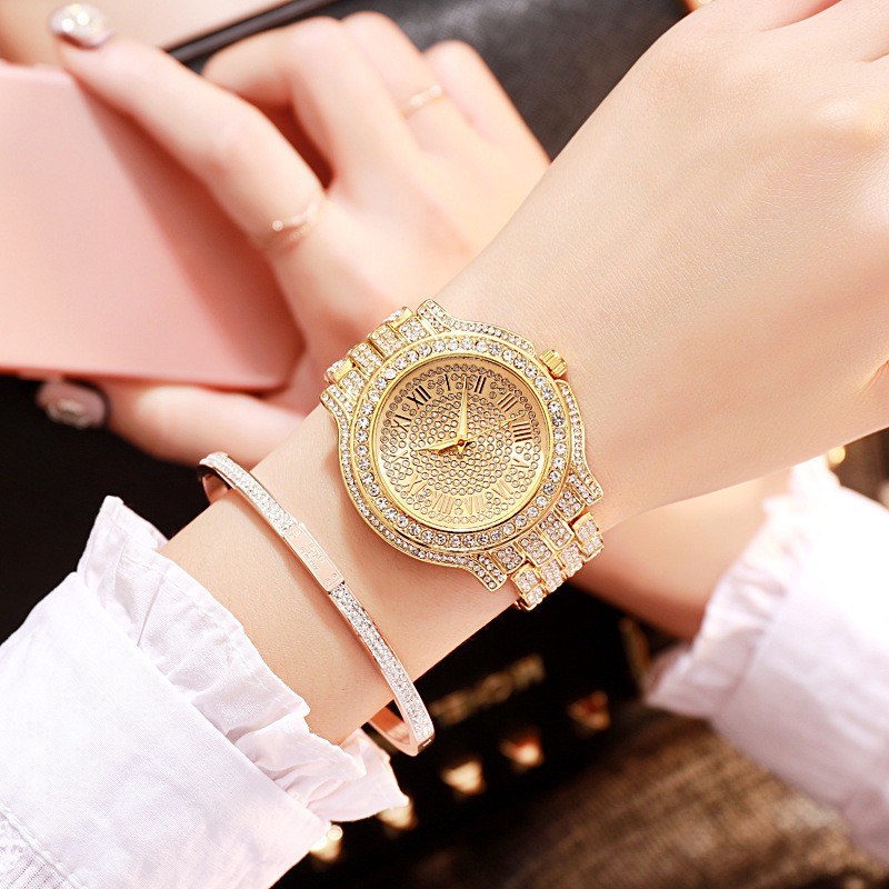 High Quality Fashion Gold Plated Wrist Watch Luxury Diamond Iced Out Quartz Watches For Men and Women