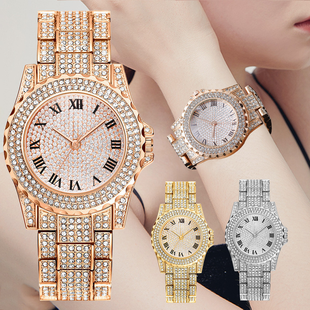 Top Selling Fashion Rhinestone Decor Round Pointer Quartz Watches for ladies