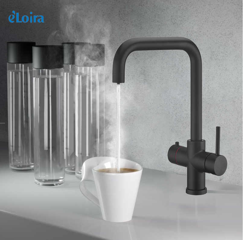 Hot Sale Blackened Copper 4 in 1 Boiling Water Tap with sparkling Water Faucet Mixer