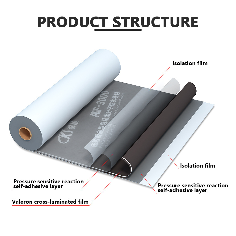 self-adhesive cementation rubber strong cross laminated film underground hdpe pvc roof waterproofing membrane