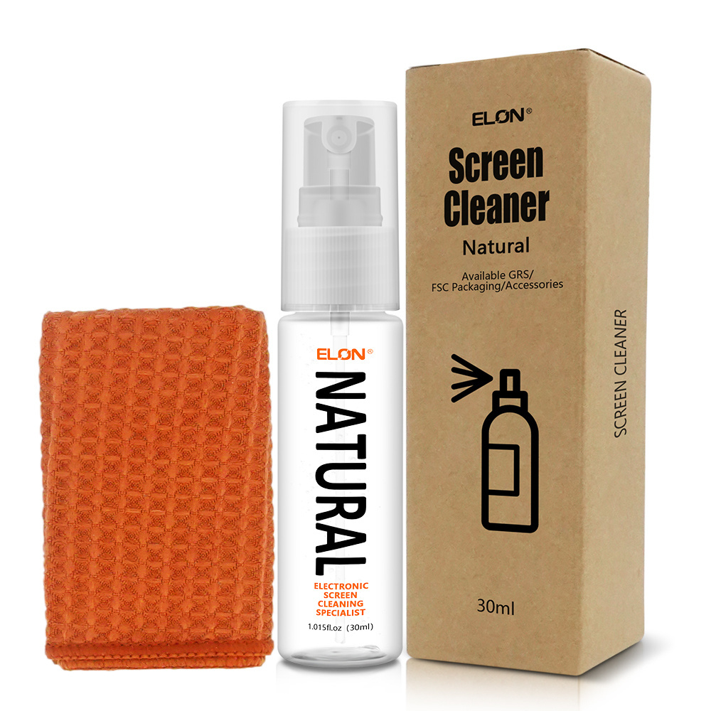 PATENT 30ml Screen Spray Cleaner with  Microfiber cloth in kraft box  For Tablet Laptop Mobile Phone