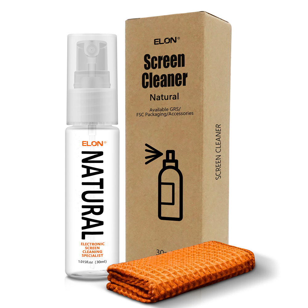 PATENT 30ml Screen Spray Cleaner with  Microfiber cloth in kraft box  For Tablet Laptop Mobile Phone