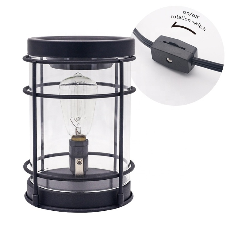 Classical Edison Bulb  Fragrance Warmer black metal electric wax melter with clear glass sleeve candle warmer