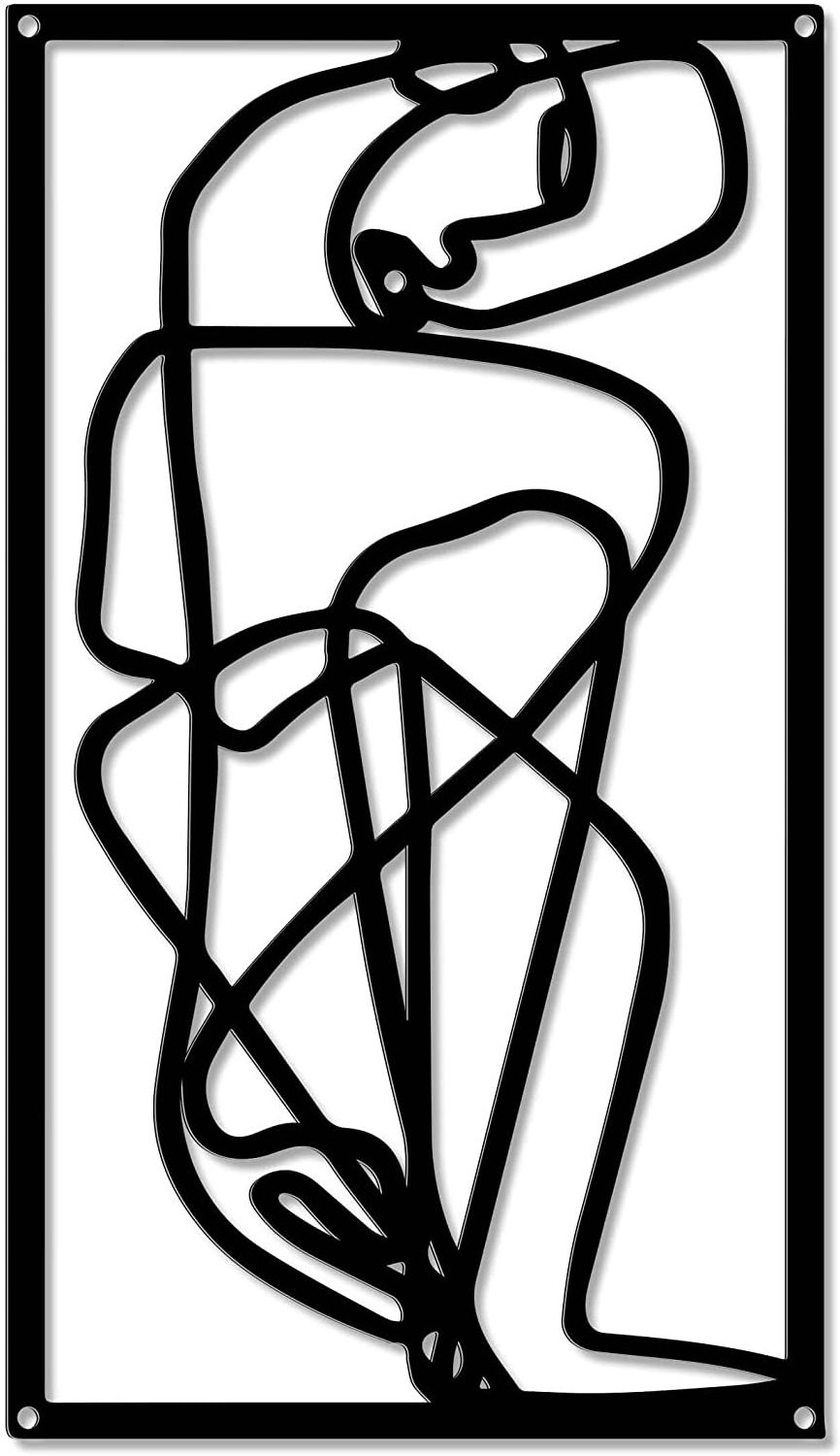 Wall Decor Minimalist Female Body Wire Art Decor Abstract Woman's Body Shape Wall Decor Black Wire Body Curve