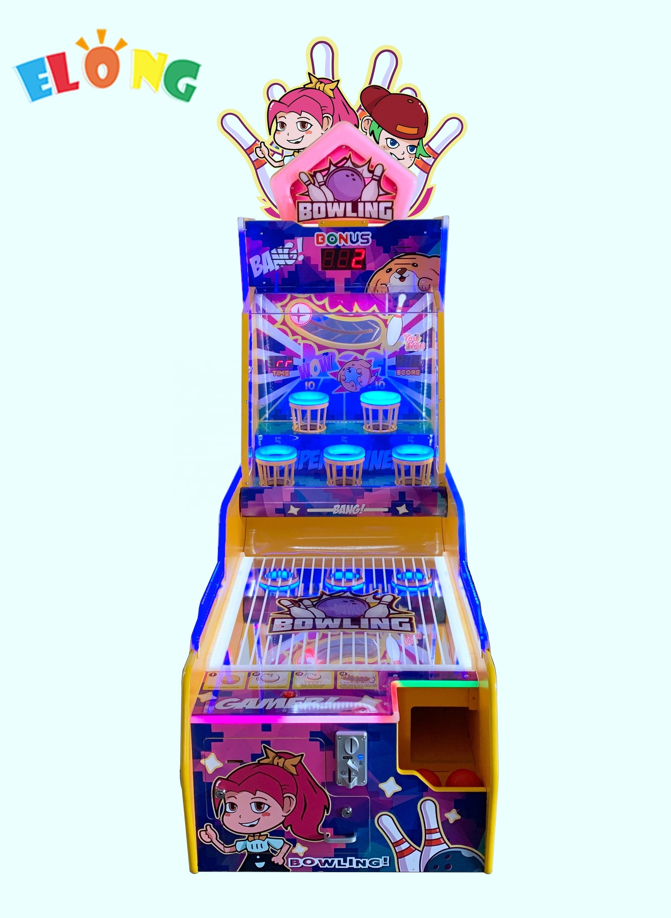 Coin Operated Indoor Mini Bowling Arcade Video Game Machine Bowling Big Dunk single Bowling Arcade Game For Sale