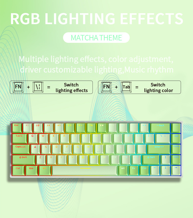 Fashion3-Model-Gaming Mechanical Keyboard  RGB hw68 USB Type C Technology Wholesale Switches for Keyboard