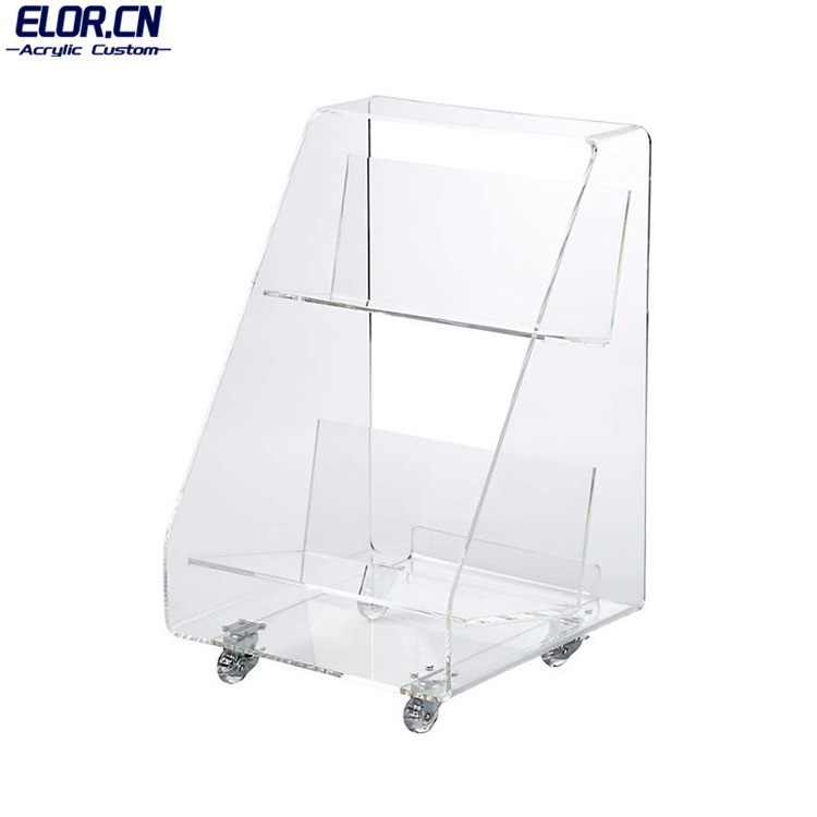 ELOR Modern Acrylic Mobile Bookshelf Dormitory Office Simple Transparent Double Sided Small Furniture In Magazine Reading Rack