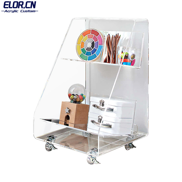 ELOR Modern Acrylic Mobile Bookshelf Dormitory Office Simple Transparent Double Sided Small Furniture In Magazine Reading Rack