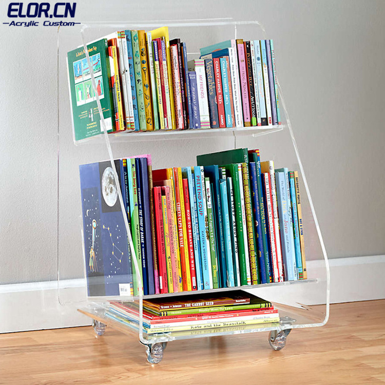 ELOR Modern Acrylic Mobile Bookshelf Dormitory Office Simple Transparent Double Sided Small Furniture In Magazine Reading Rack