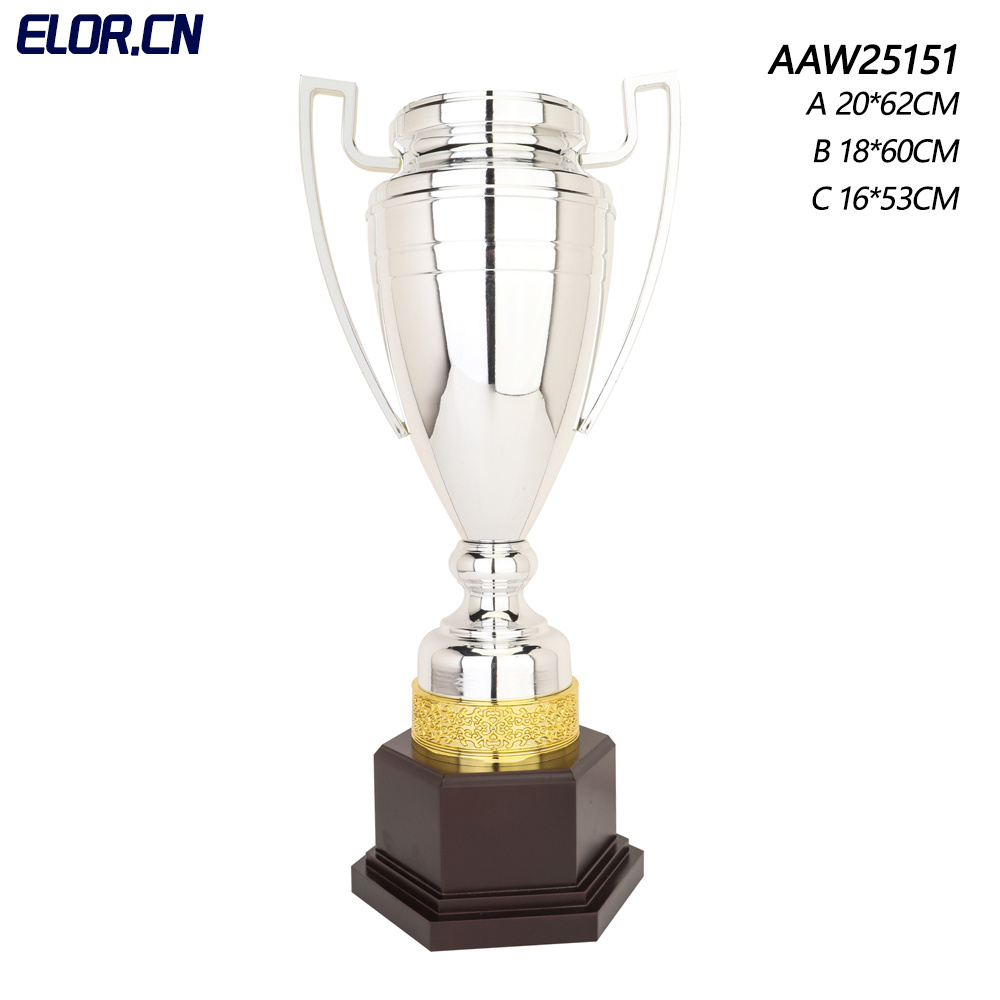 Elor 2024 New Premium Design Silver Sports Trophies And Awards With Golden Decoration Metal Basketball Competition Prize