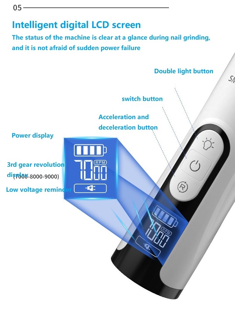 [Elosung] Electric dogs nail Grinder for pets nail grinder with LED light 3 Gear Grinder dog Cat nail Trimmer