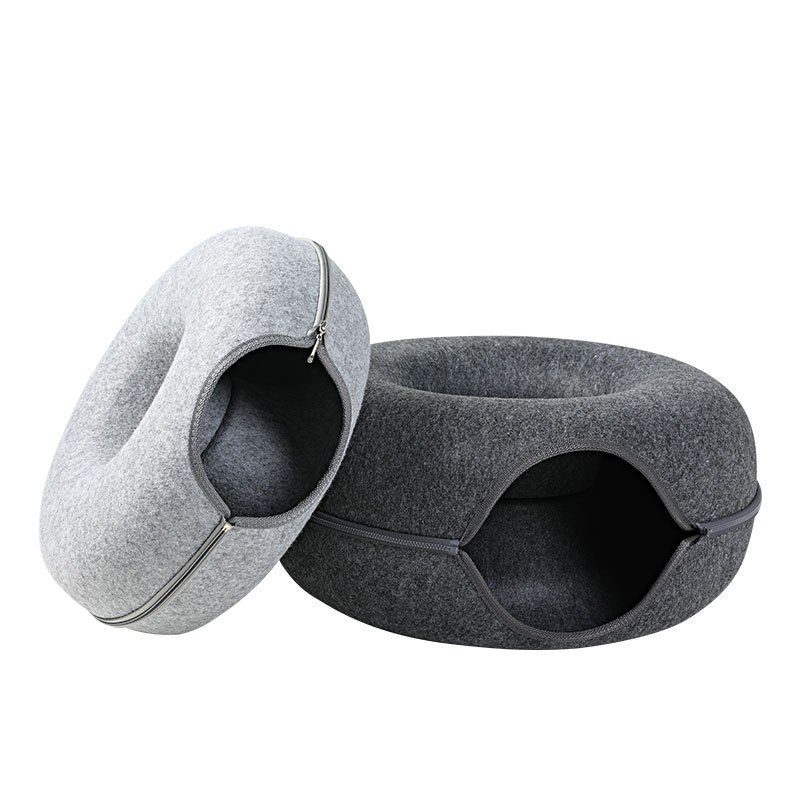 [Elosung]Relax Round Lovely Warm Winter Pet Products Cat Houses Grey Felt Pet Cave Bed Felt Round Pet Bed Dog Cat Bed House