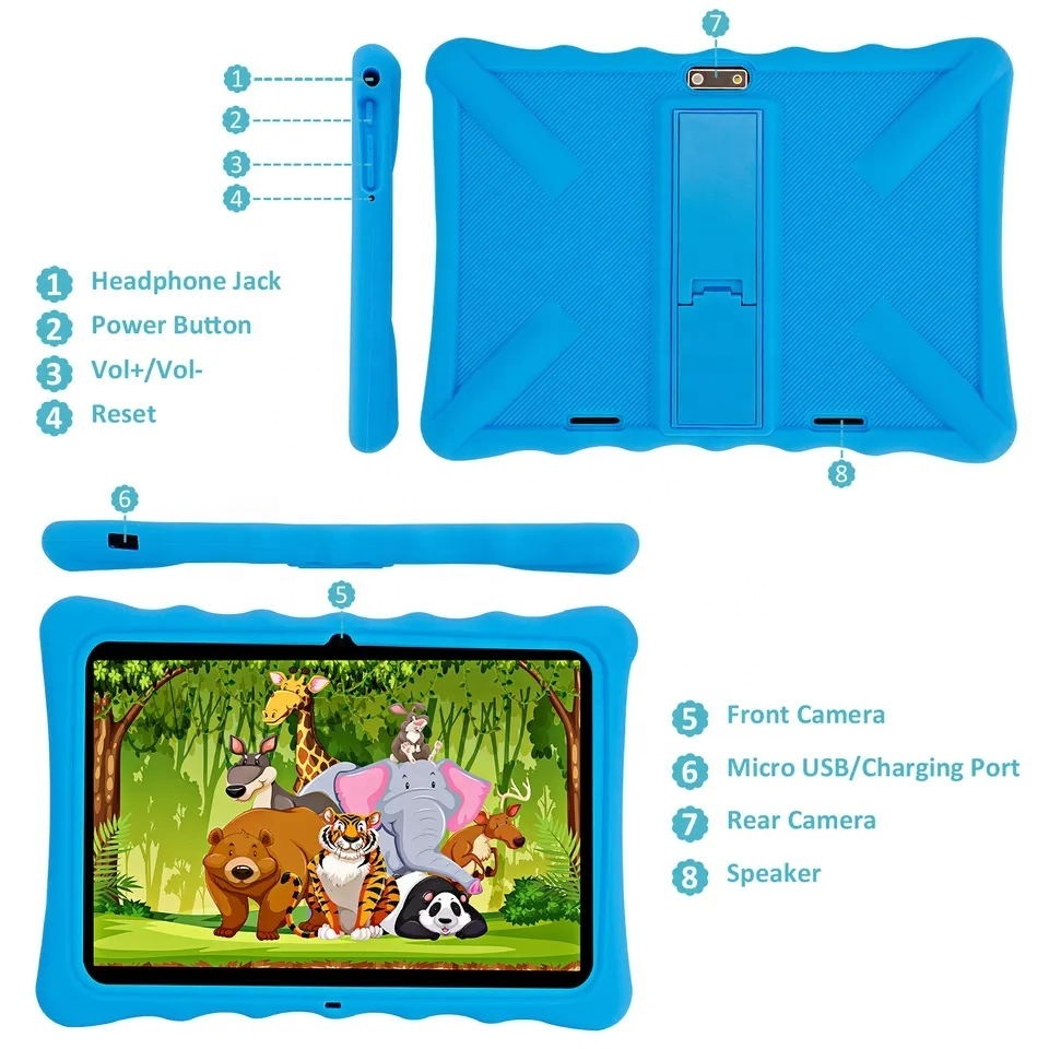 10inch android 9 10 IPS screen quad core baby 10.1 inch kids tablet children educational gaming cheap pc tab Pink Blue Black