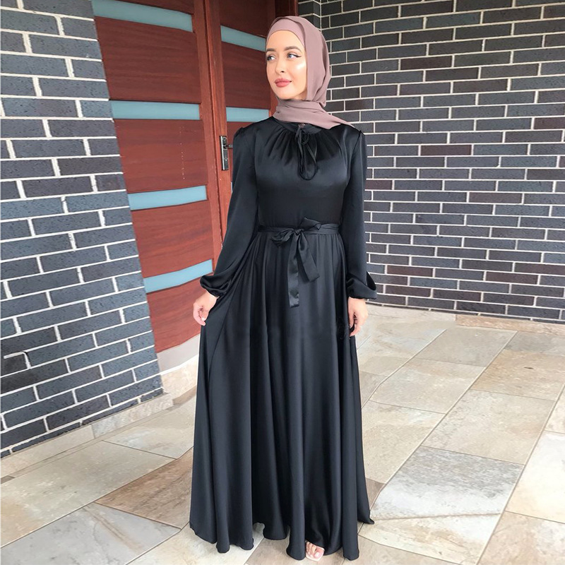 Eid Abaya Dubai Turkey Solid Color Simple Modest Kaftan Islamic Clothing Abaya Muslim Dresses For Women