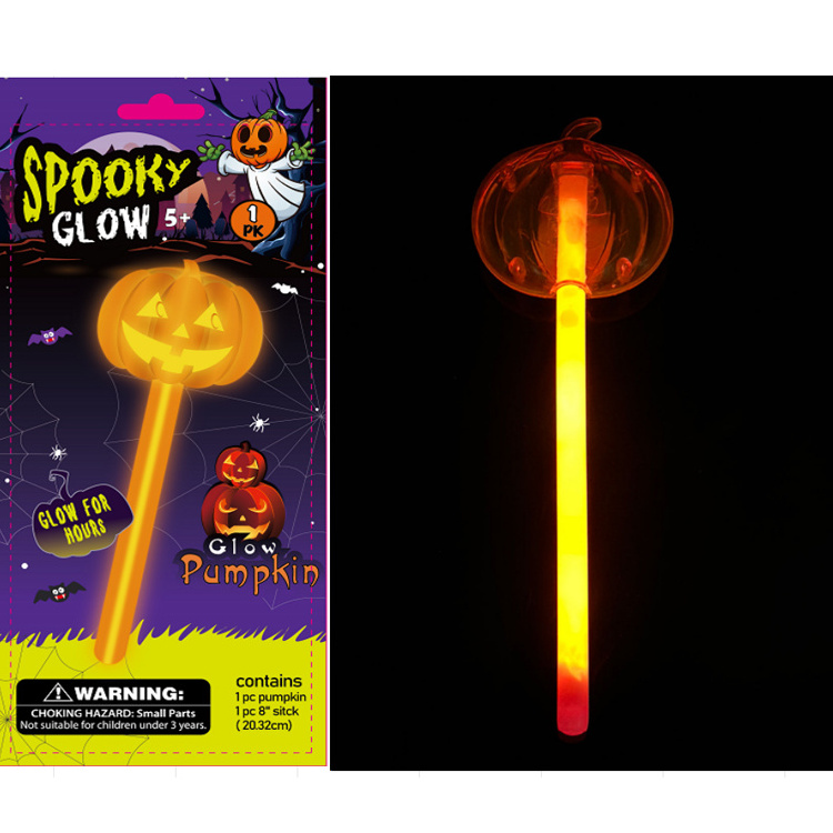 kids birthday light up Helloween party colour chemical Glow stick pumpkin wand