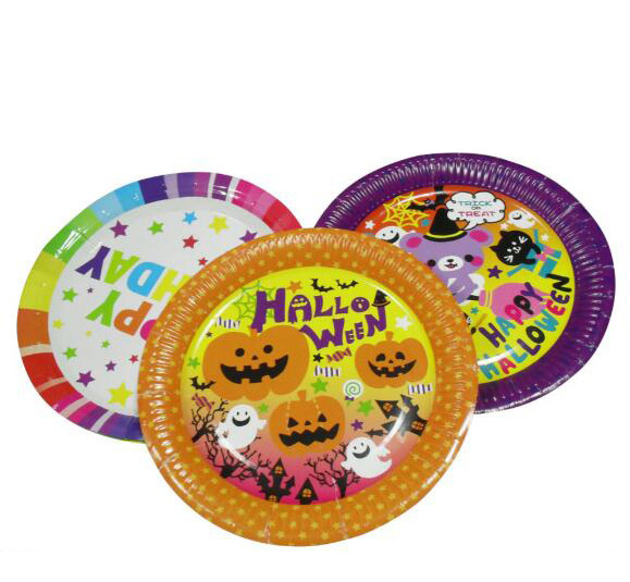 Elsas christmas halloween kids cute pumpkin cake paper plate birthday party supplies disposable plates