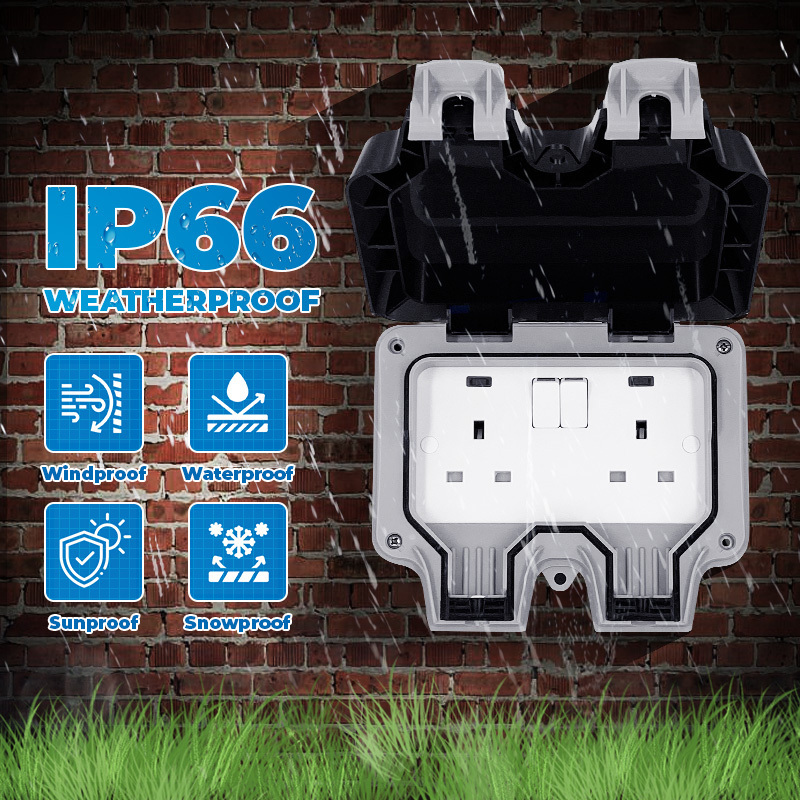 IP66 grade Weatherproof outdoor waterproof electric switches and sockets protect Boxs waterproof outdoor Charging Socket box