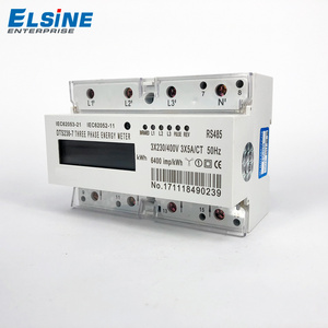 ELSINE 3X220/380V 6400 imp LCD Three Phase Four Wire Prepaid Energy Meter Din-Rail Type RS485 Kwh Meter