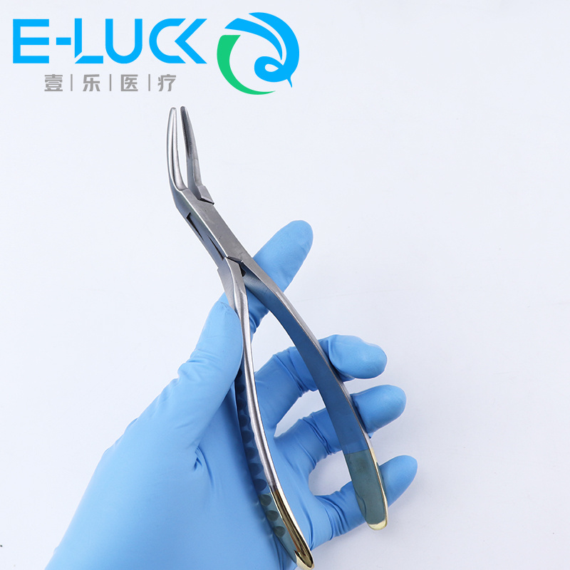 Dental Instrument  Curved Maxillary Fragment Tweezers Dental Residual Root Pliers Tooth Extraction Forceps