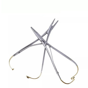 Dental Surgical Instruments 14cm Stainless Steel Mathieu Needle Holders Orthodontic Gold Plated Handle