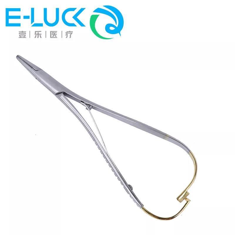 Dental Surgical Instruments 14cm Stainless Steel Mathieu Needle Holders Orthodontic Gold Plated Handle