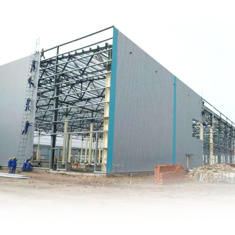 Prefabricated  Frame Building Construction Sandwich Panel Insulated Wide Span Light Steel Structure Framework Warehouse