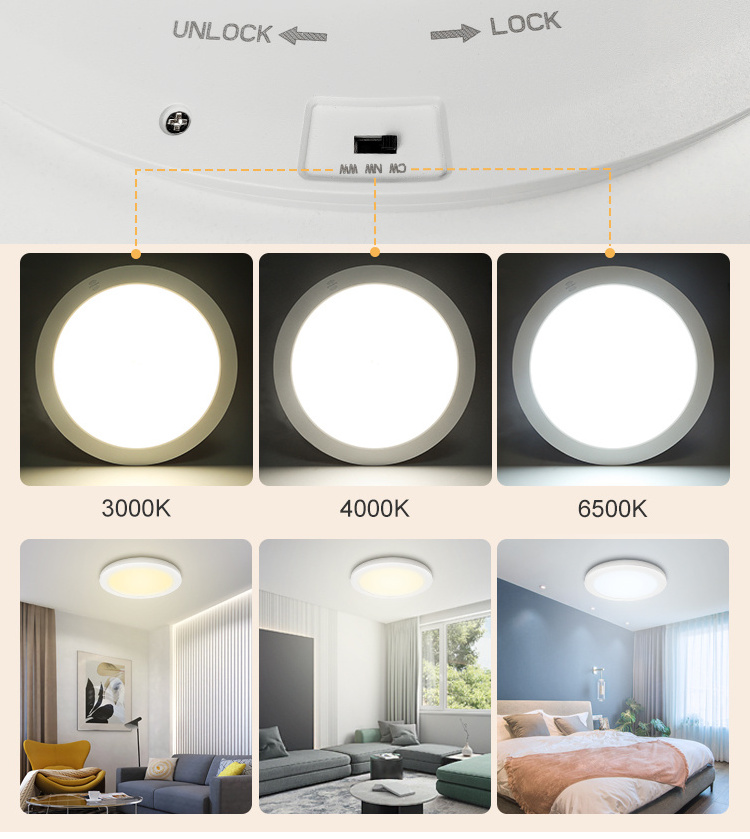 3cct adjustable ceiling light fixture surface mounted round modern led ceiling lamp with motion sensor for bedroom living room