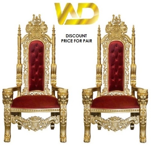 Bride and Groom Wedding Chairs / Carved Lion King Throne Chairs cheap price