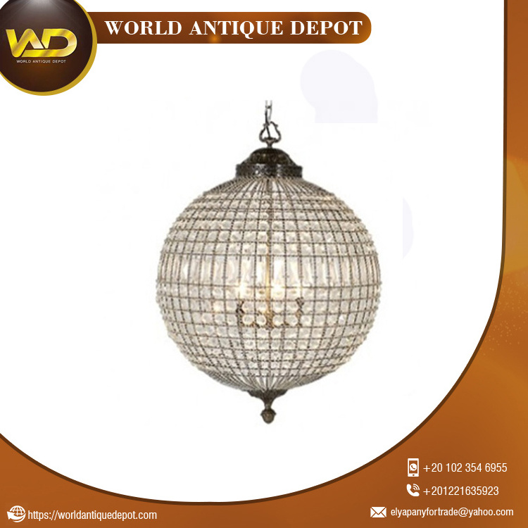 Small Bronze Antique Ceiling Lamp Globe Ball Orbit Round Finial Light Chandelier + Chain + Canopy