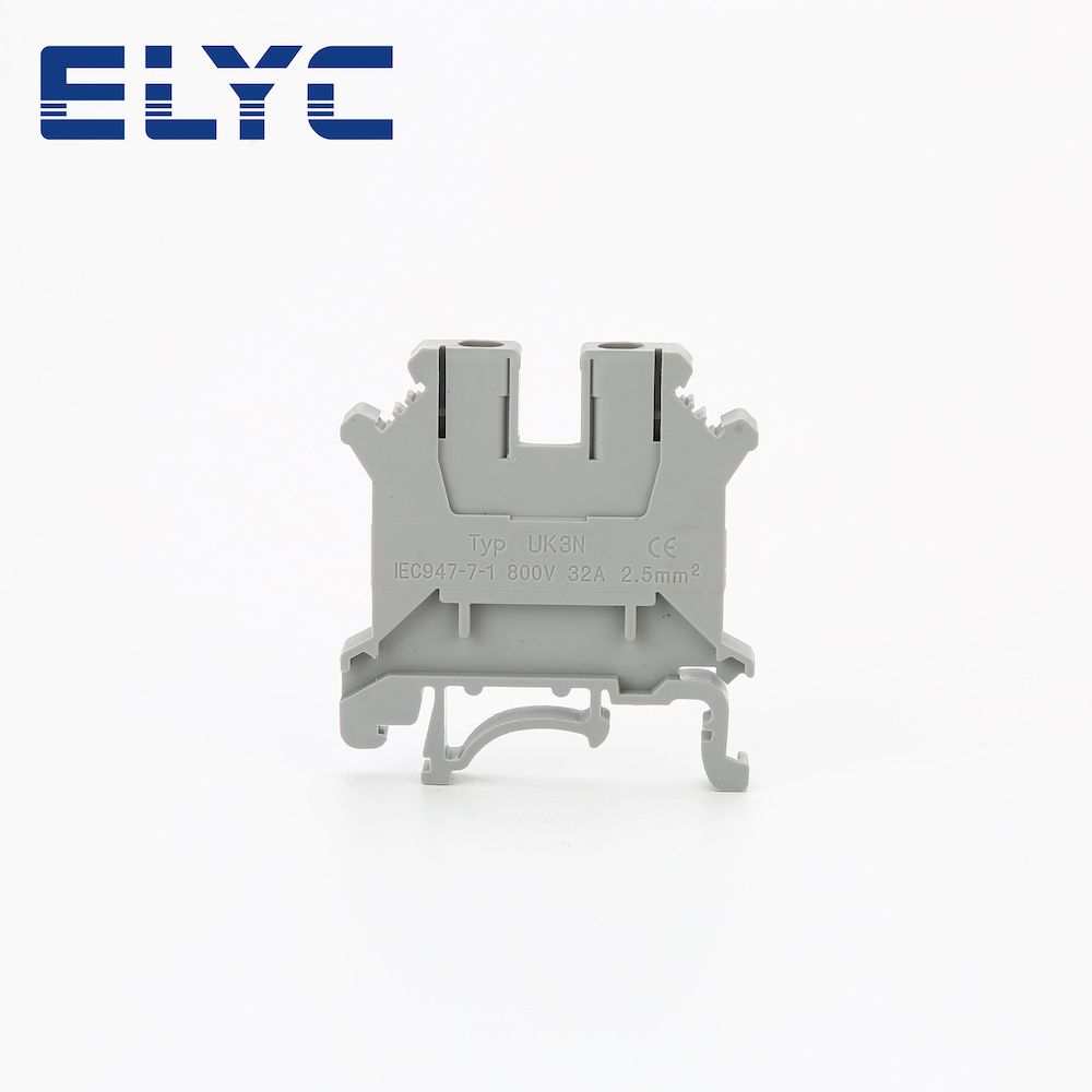 UK 3N Screw Wire Electrical Connector 2.5mm 24-14 AWG Feed-through Connection Universal Plug Din Rail Terminal Block UK3N