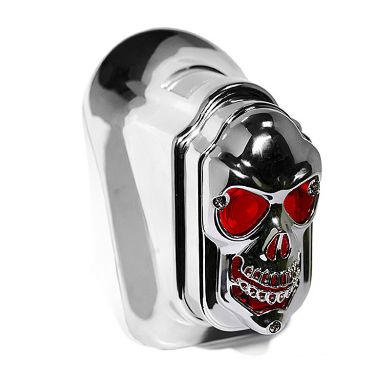 Motorcycle Tail Light Chrome Skull Tombstone Tail Light Lens Cover Motorcycle Spare Part