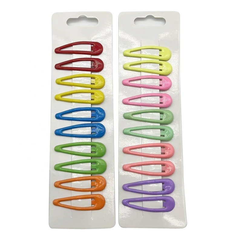 E-Magic Low MOQ Hair Barrettes Solid Color Hairpins Wholesale Colorful 10Pcs/Card Hair Clips for Teens Girls Decoration