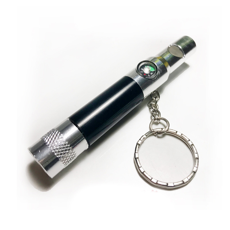 High Quality Multifunction Keychain Mini Torch 3 In 1 Portable Aluminum Whistle Compass And Light Keyring Led Flashlight