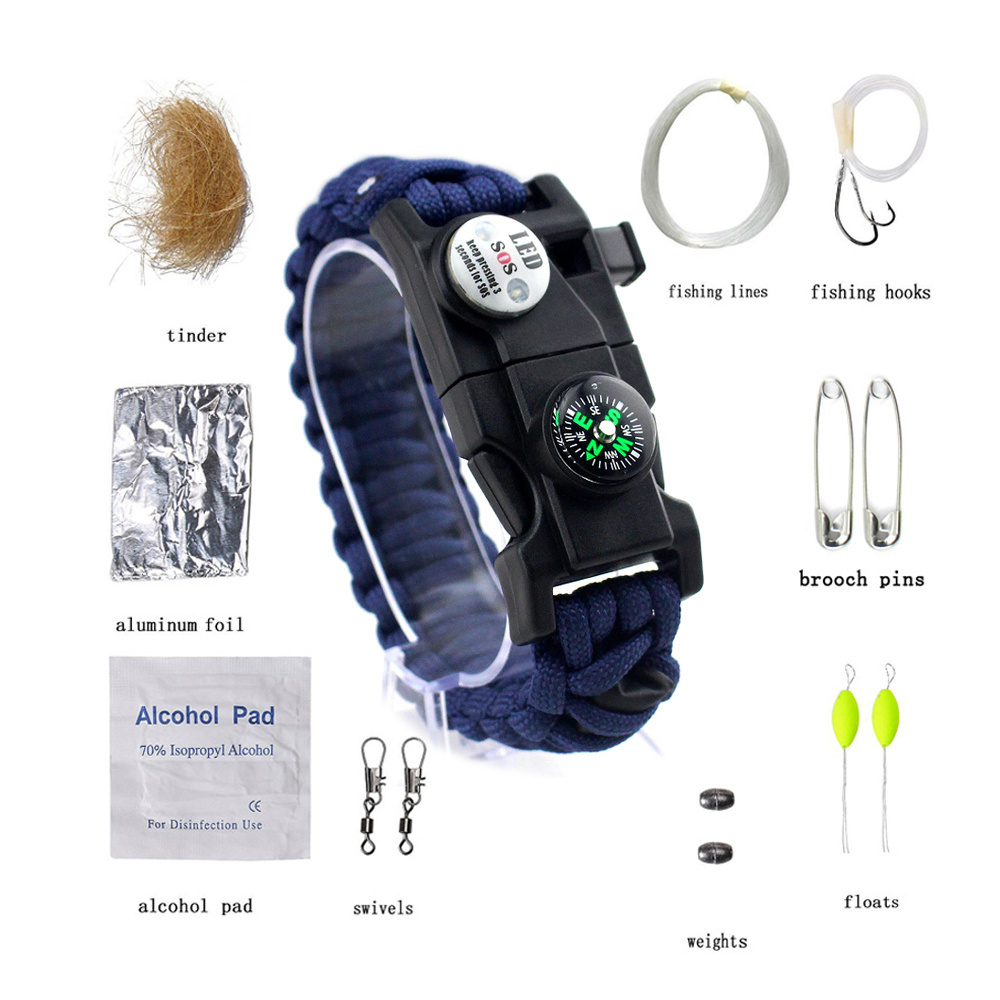 Outdoor camping hiking climbing  emergency multifunction survival paracord survival bracelet