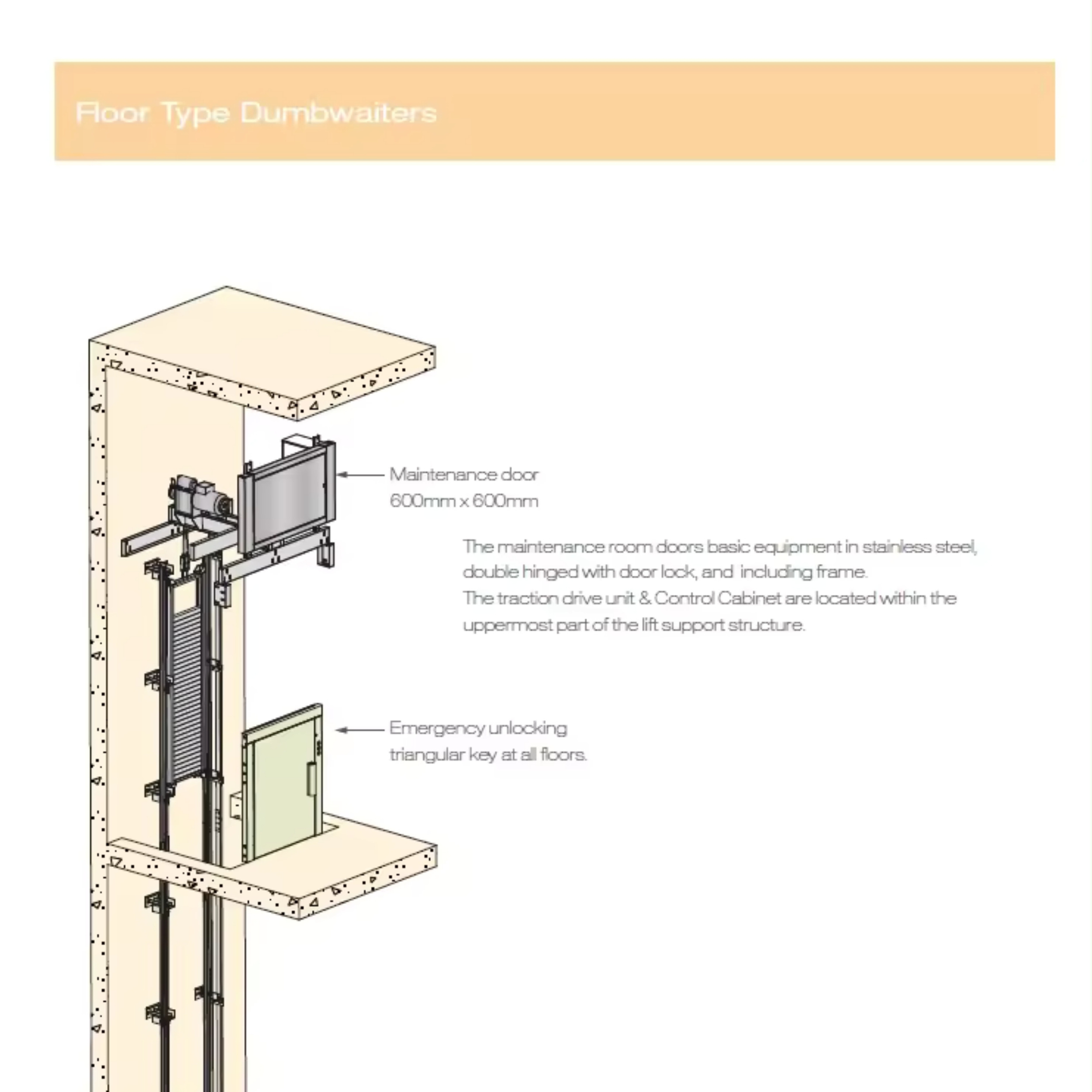 Food Elevator Custom Size Multi-storey Food Transport Elevator Dumbwaiter Hotel and Restaurant Elevators