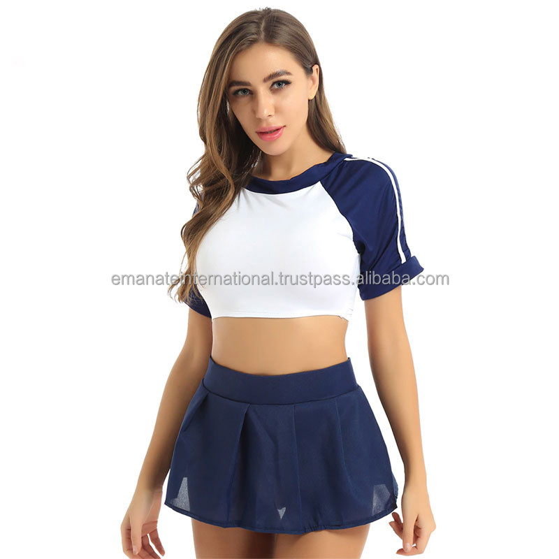 Luxury Kids Girls Cheer Leader Costume Outfit Shell Tank Top with Pleated Skirt Set Cheerleading Uniforms