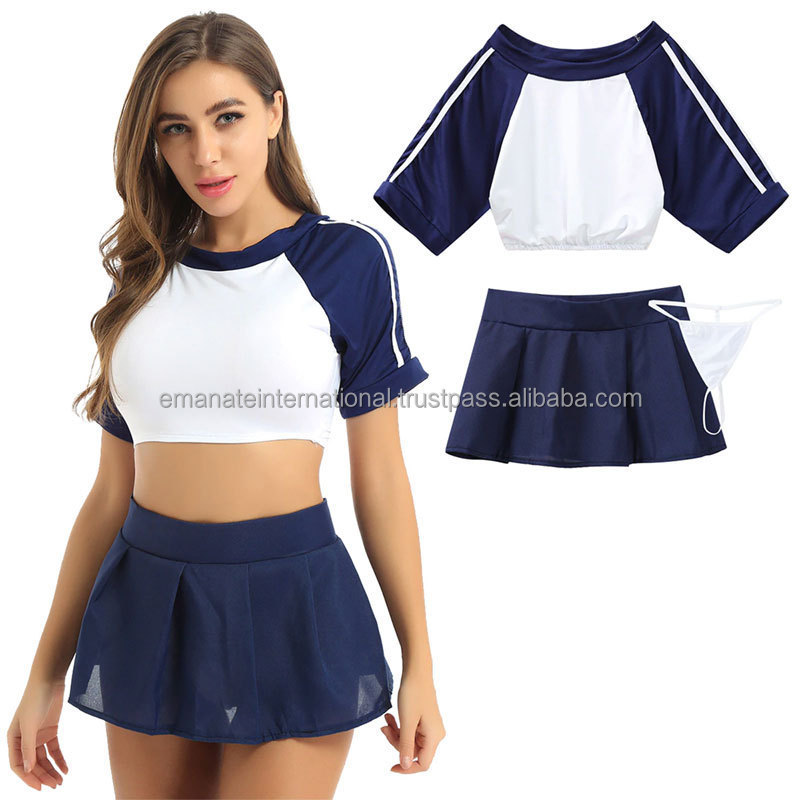 Luxury Kids Girls Cheer Leader Costume Outfit Shell Tank Top with Pleated Skirt Set Cheerleading Uniforms