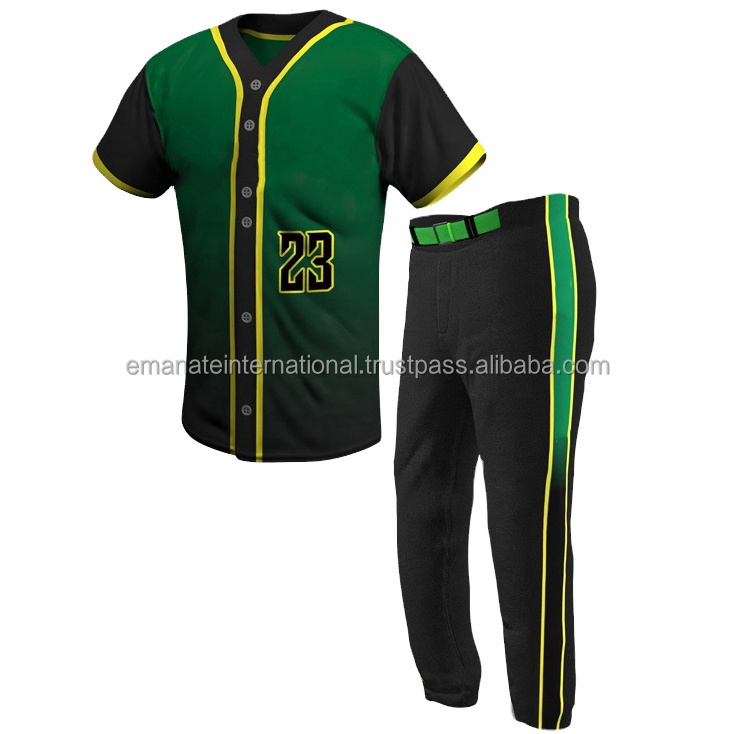 Own Sublimation Team Name Logo High Quality Men Sleeveless Baseball Uniform Breathable Baseball Jersey/Pant Sets