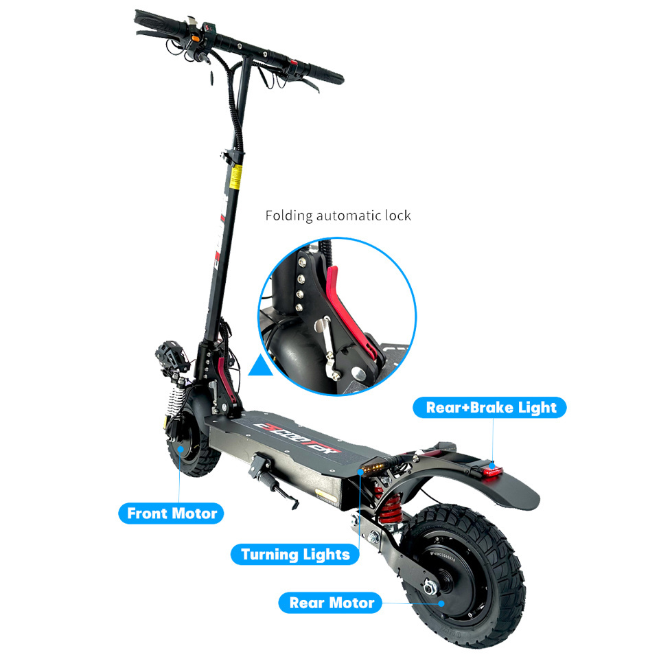 2023 New Off-Road BIG two wheel X6 fast Electric Scooter With Suspension Dual Motors 2400W 10 Inch E scooter