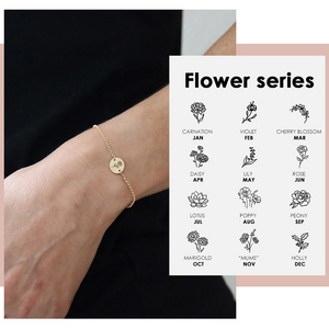 Fashional pulsera 316 stainless steel adjustable flower bracelets  jewelry women gold coin bracelet