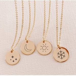 Stainless steel Engraving Moon Snowflake Rainbow Gold Pendant Necklaces For Women Accessories Necklaces  Rose Gold Sister Gifts