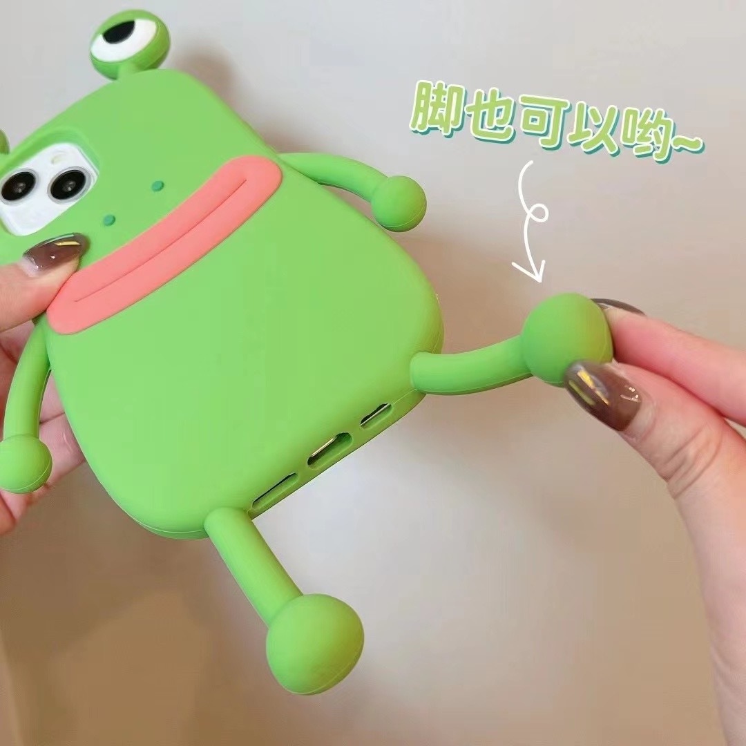 3D Star's Same Funny Frog Silicone Anti-fall Mobile Phone Case for IPhone 15 11 12 13 14 Plus Pro Max