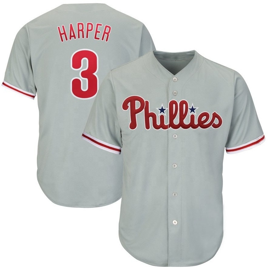 Phillies Baseball Grey high quality Sublimation Jerseys