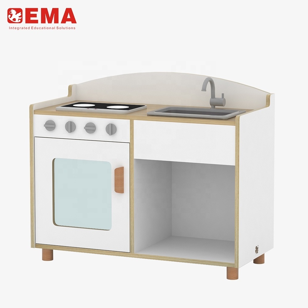 Kitchen Games for Children Wooden Cooktop Design Wooden Role Play Modern Popular Cabinet