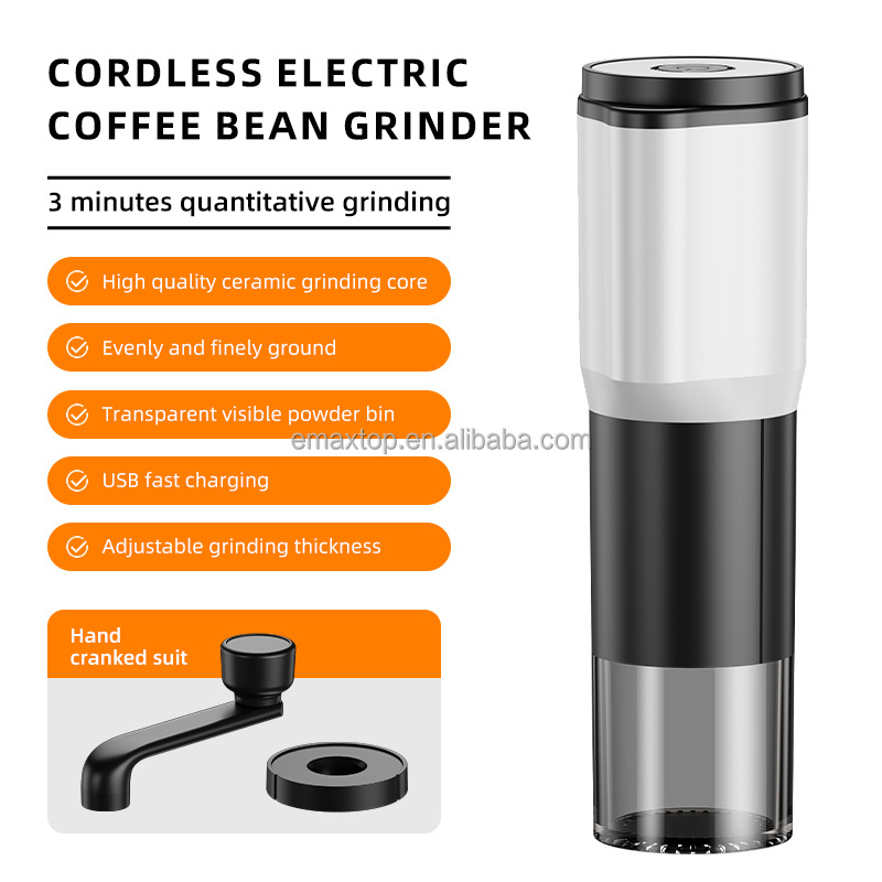 Maxtop 2024  Hot Manufacturer Grinder Coffee Mill, USB Rechargeable Portable Electric Coffee Bean Grinder