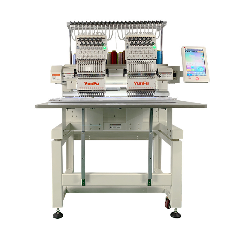 YunFu small computerized  2 heads 12 15 needles hat mini embroidery machine 2 head with factory price