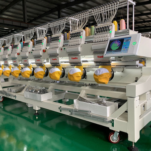 Yunfu high quality 8 Heads 12 needles computerized Embroidery Machine for cap, Tshirt, finished garment, flat embroidery