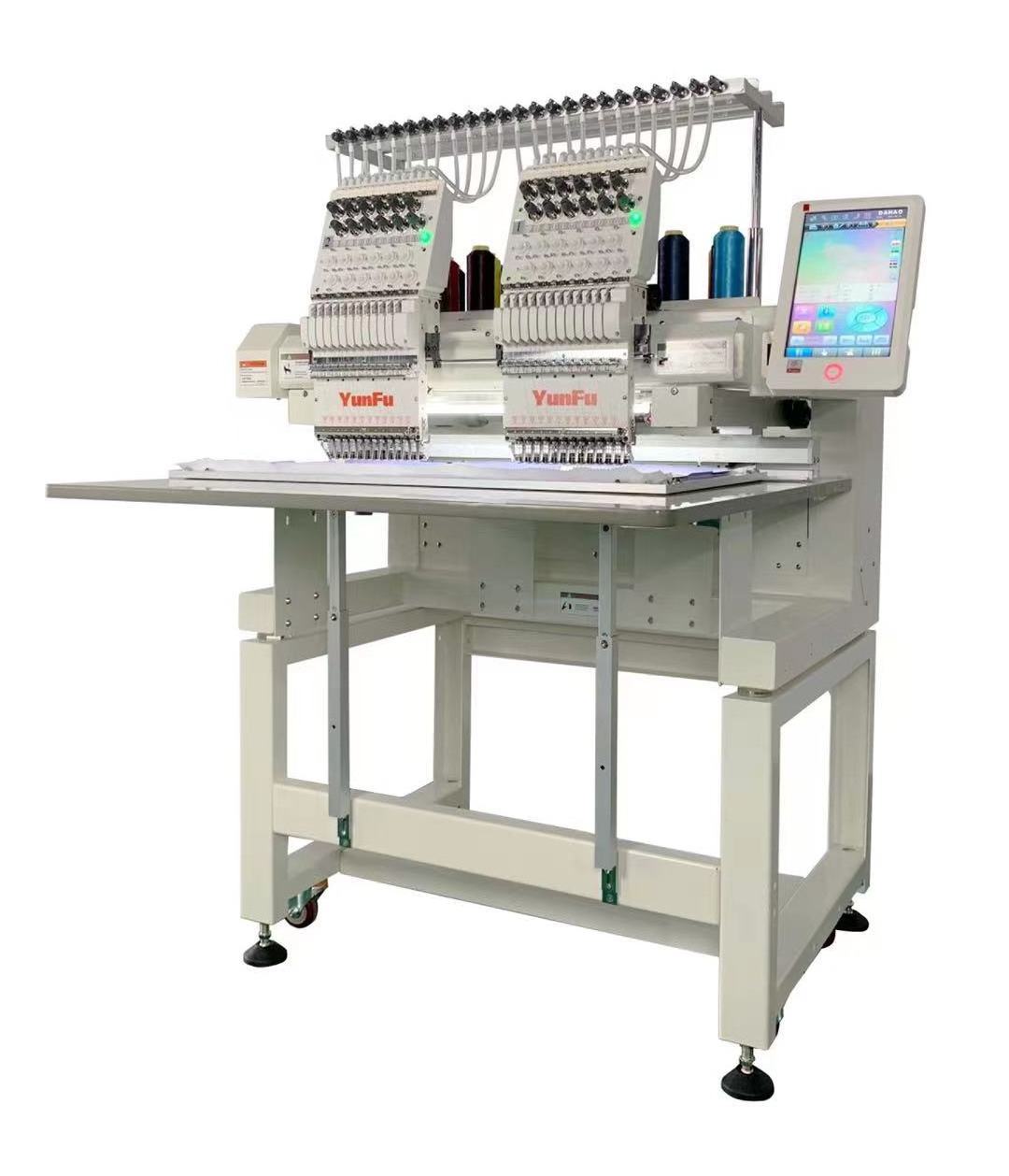 YunFu small computerized  2 heads 12 15 needles hat mini embroidery machine 2 head with factory price