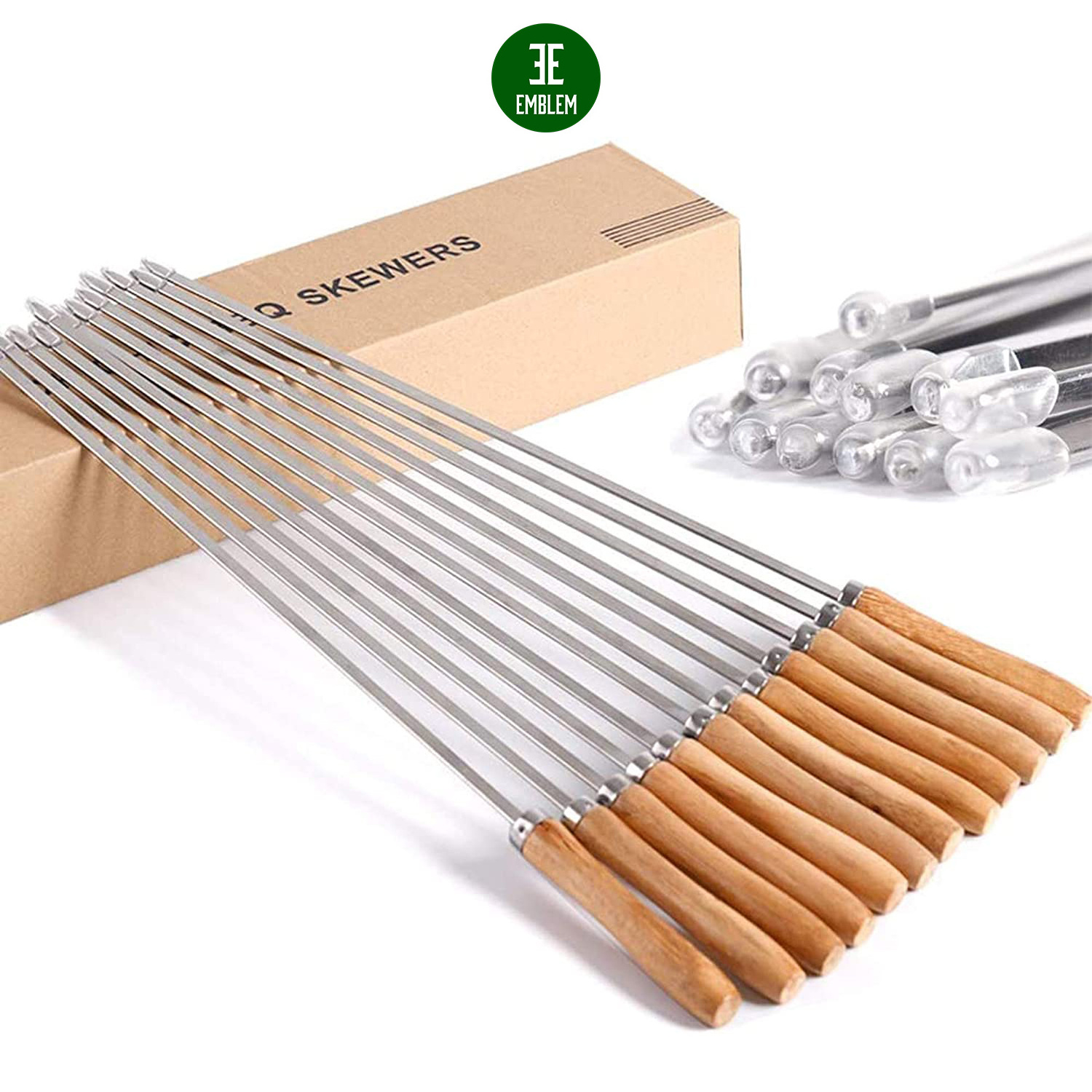 Stainless Steel BBQ Skewers Set Flat Barbecue Skewers Reusable BBQ Sticks Metal Grilling Skewers