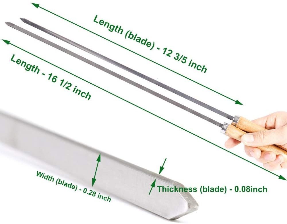 Stainless Steel BBQ Skewers Set Flat Barbecue Skewers Reusable BBQ Sticks Metal Grilling Skewers